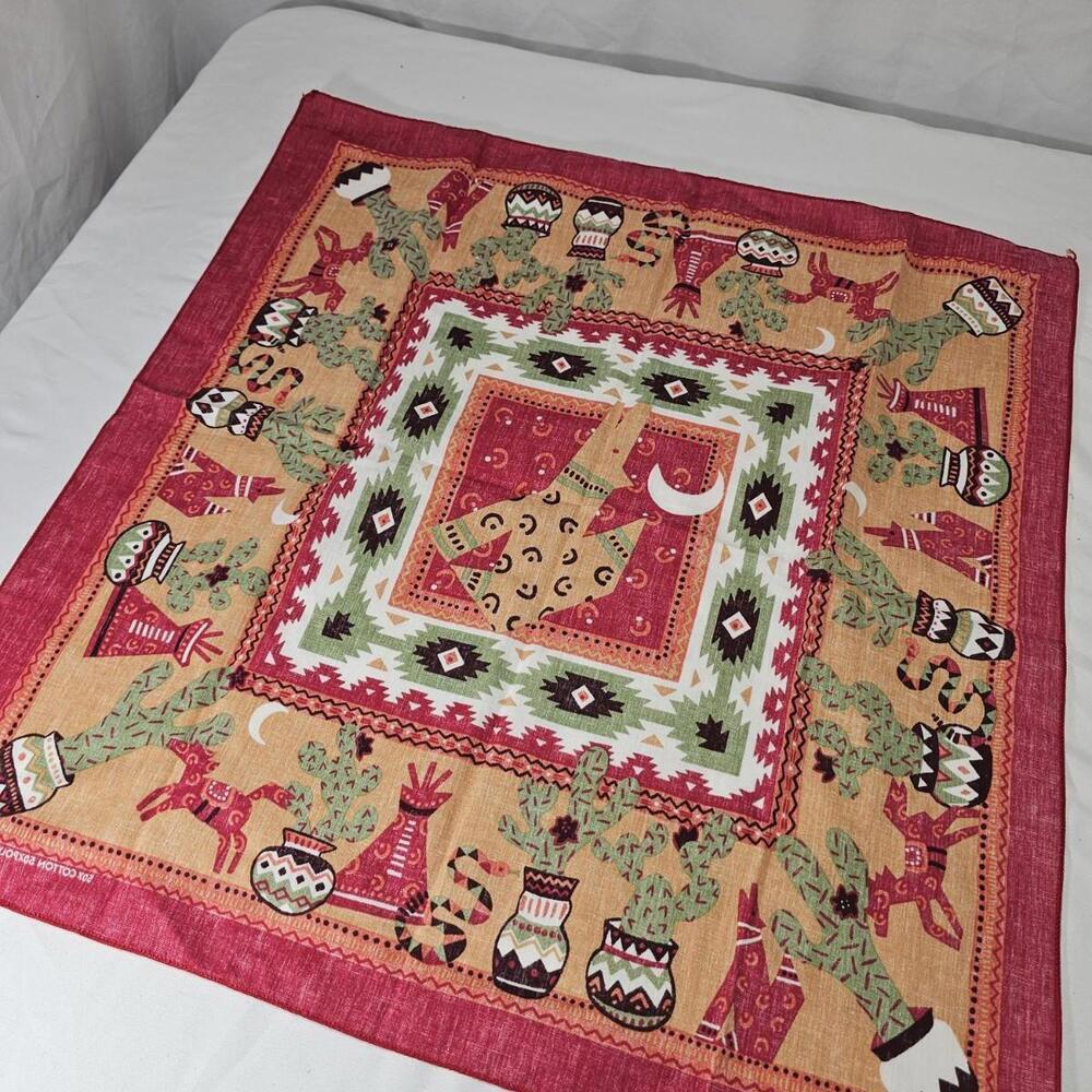 Springs Bandana Southwestern Wolf Teepee Cactus RN16463 21x21 Vtg Made In USA - Picture 6 of 6